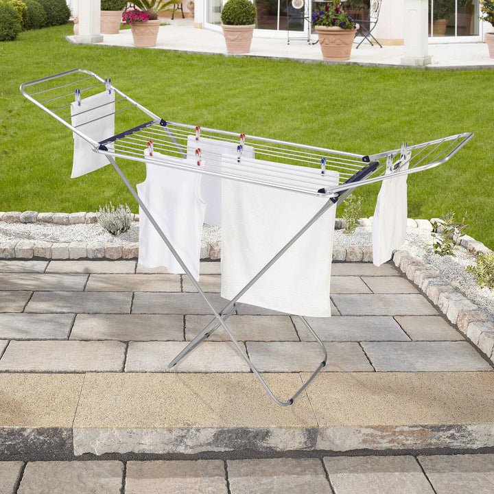 Leifheit Siena 180 Classic Lightweight Foldable Clothes Drying Rack, Silver