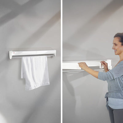 Leifheit Telefix 100 Wall-Mounted Retractable Clothes Drying Rack (Open Box)