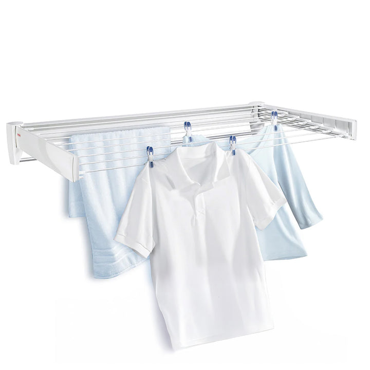 Leifheit Telefix 100 Wall-Mounted Retractable Clothes Drying Rack with 8 Rods