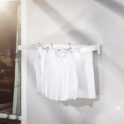 Leifheit Telefix 100 Wall-Mounted Retractable Drying Rack with 8 Rods (Open Box) - VMInnovations