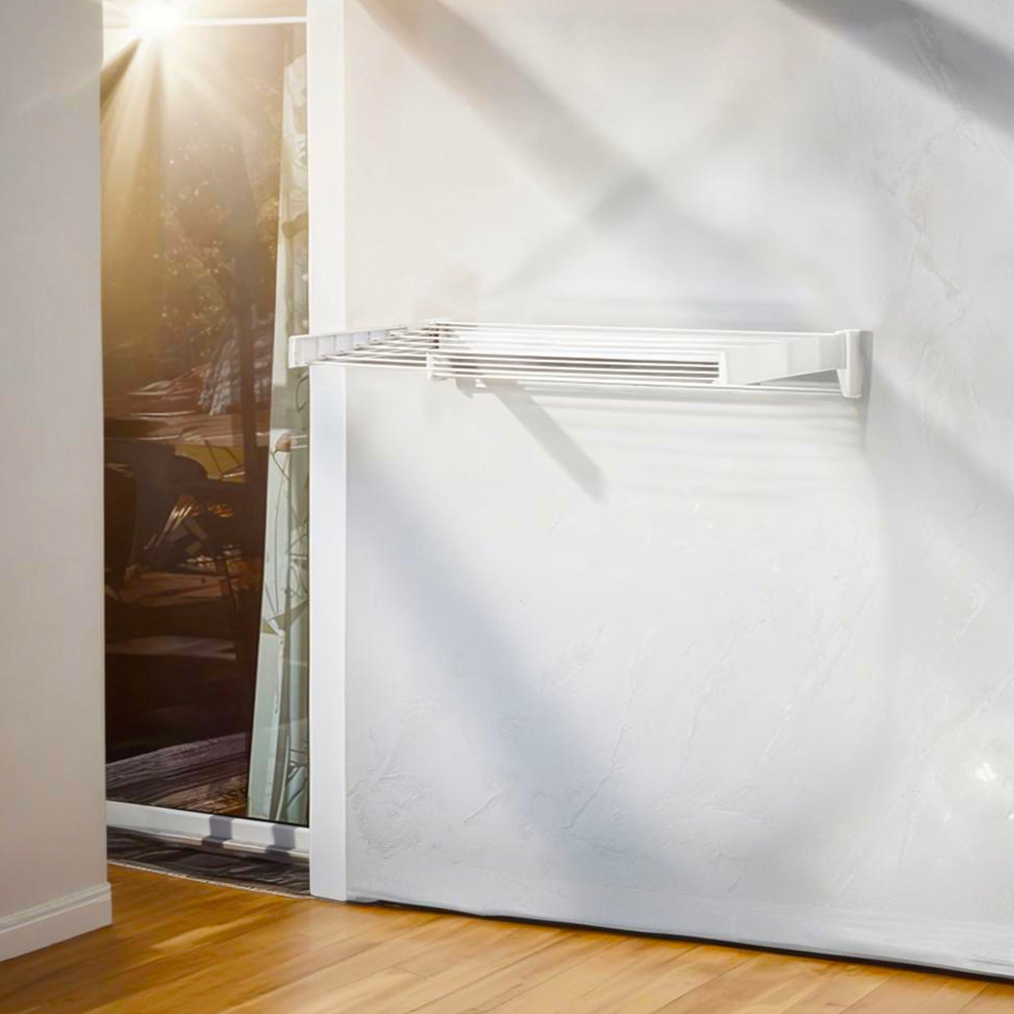 Leifheit Telefix 100 Wall-Mounted Retractable Drying Rack with 8 Rods (Open Box)