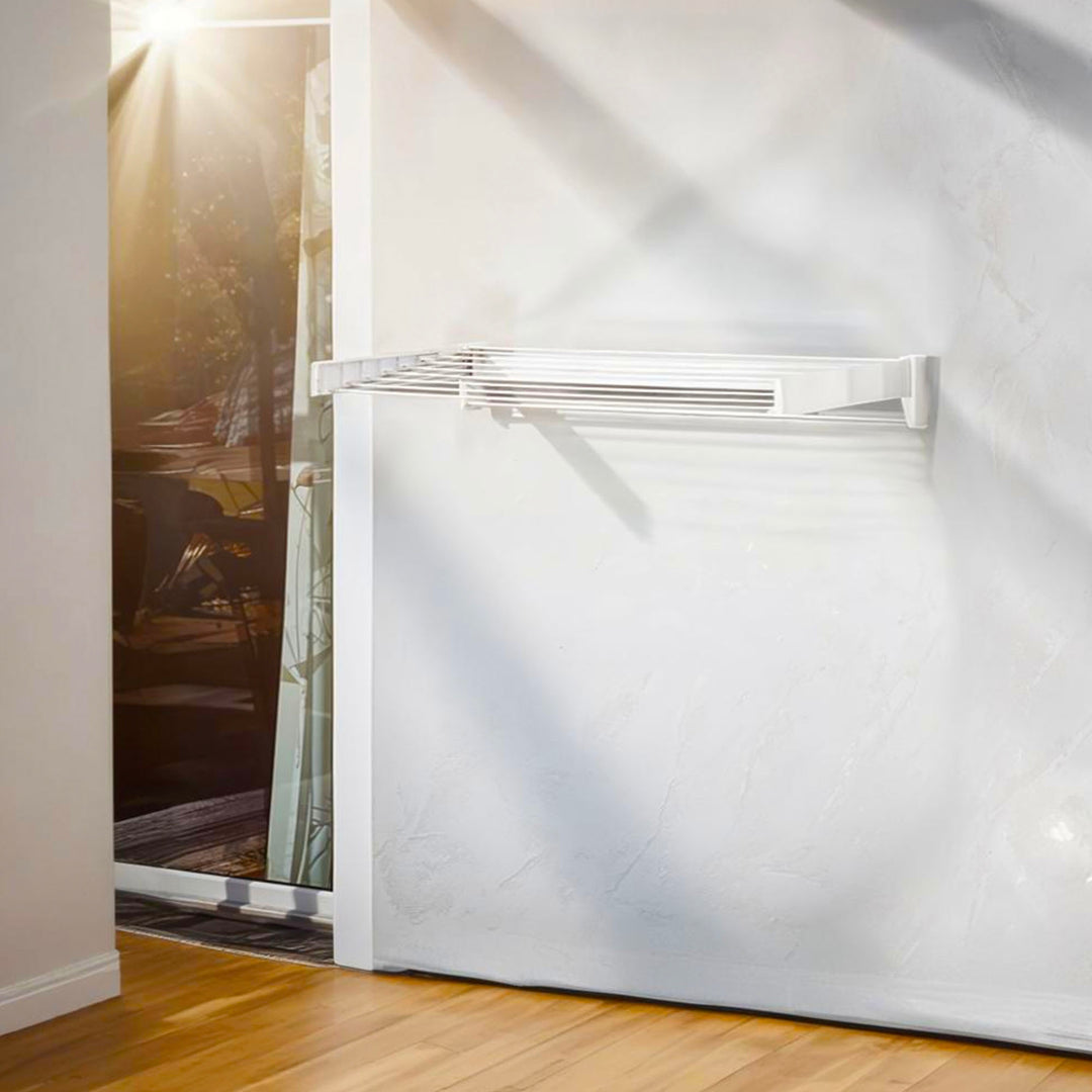 Leifheit Telefix 100 Wall-Mounted Retractable Drying Rack with 8 Rods (Open Box) - VMInnovations