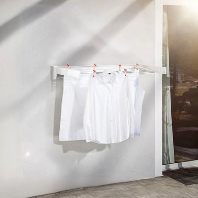 Leifheit Telefix 100 Wall-Mounted Retractable Drying Rack with 8 Rods (Open Box) - VMInnovations