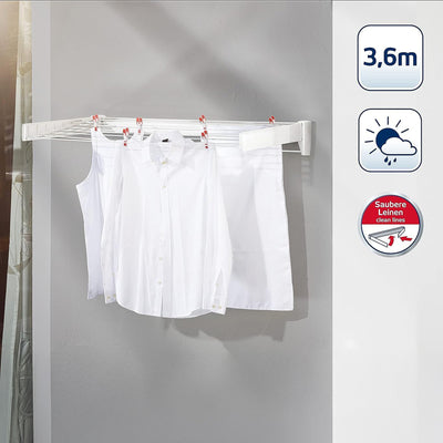 Leifheit Wall Mounted Clothes Drying Rack w/5 Rods & Foldable Design (Open Box) - VMInnovations