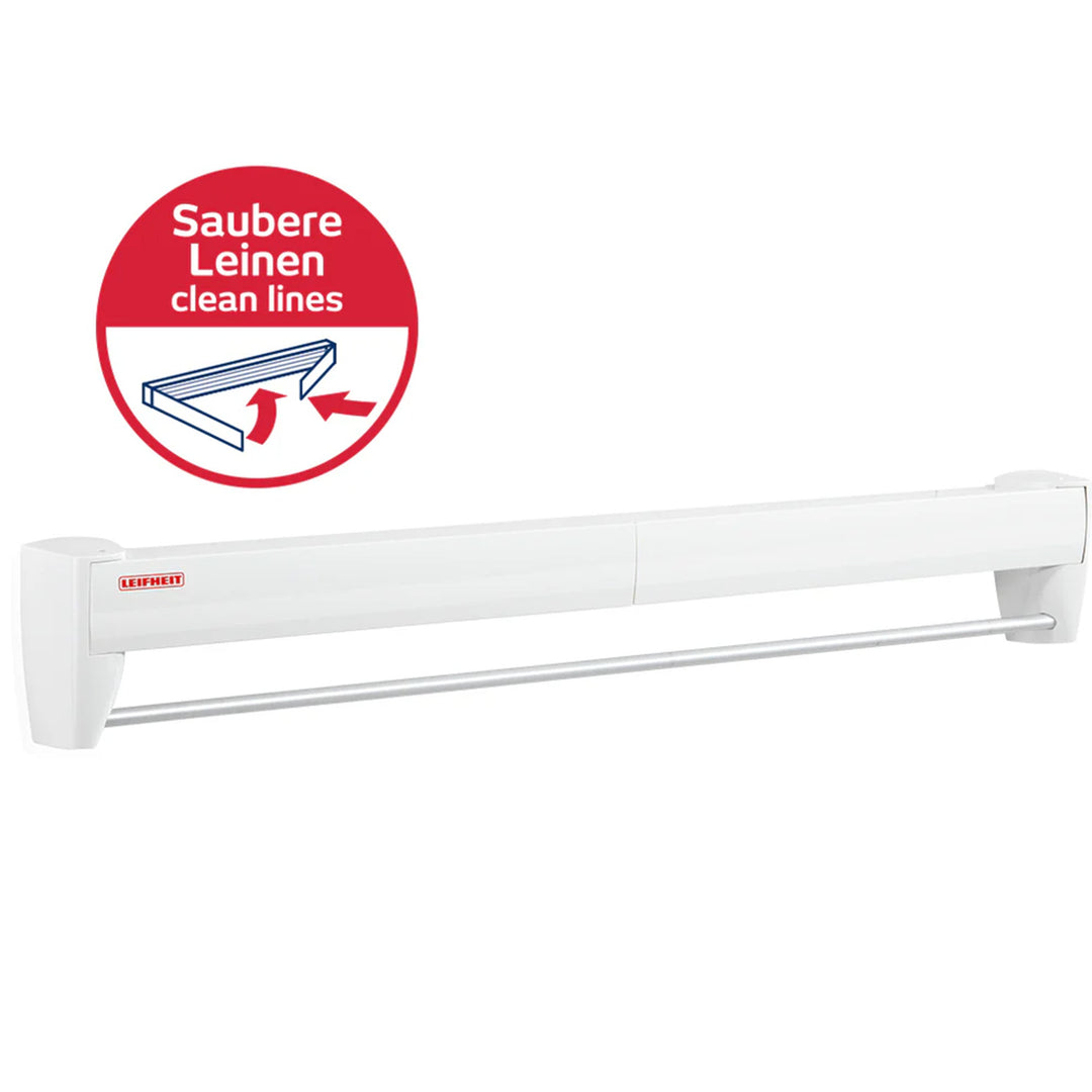 Leifheit Wall Mounted Drying Rack w/5 Rods & Foldable Design, White (Open Box)
