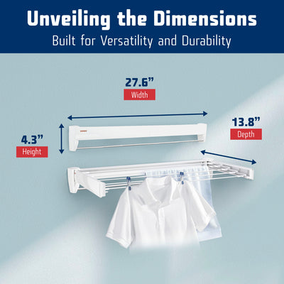 Leifheit Wall Mounted Clothes Rack w/5 Rods and Foldable Design, White (Used)