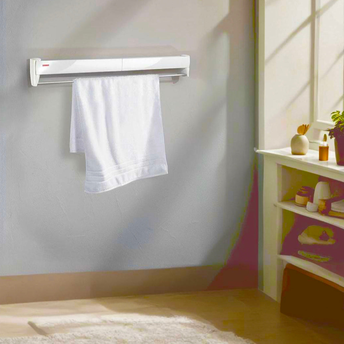 Leifheit Wall Mounted Clothes Drying Rack w/5 Rods & Foldable Design (Open Box) - VMInnovations