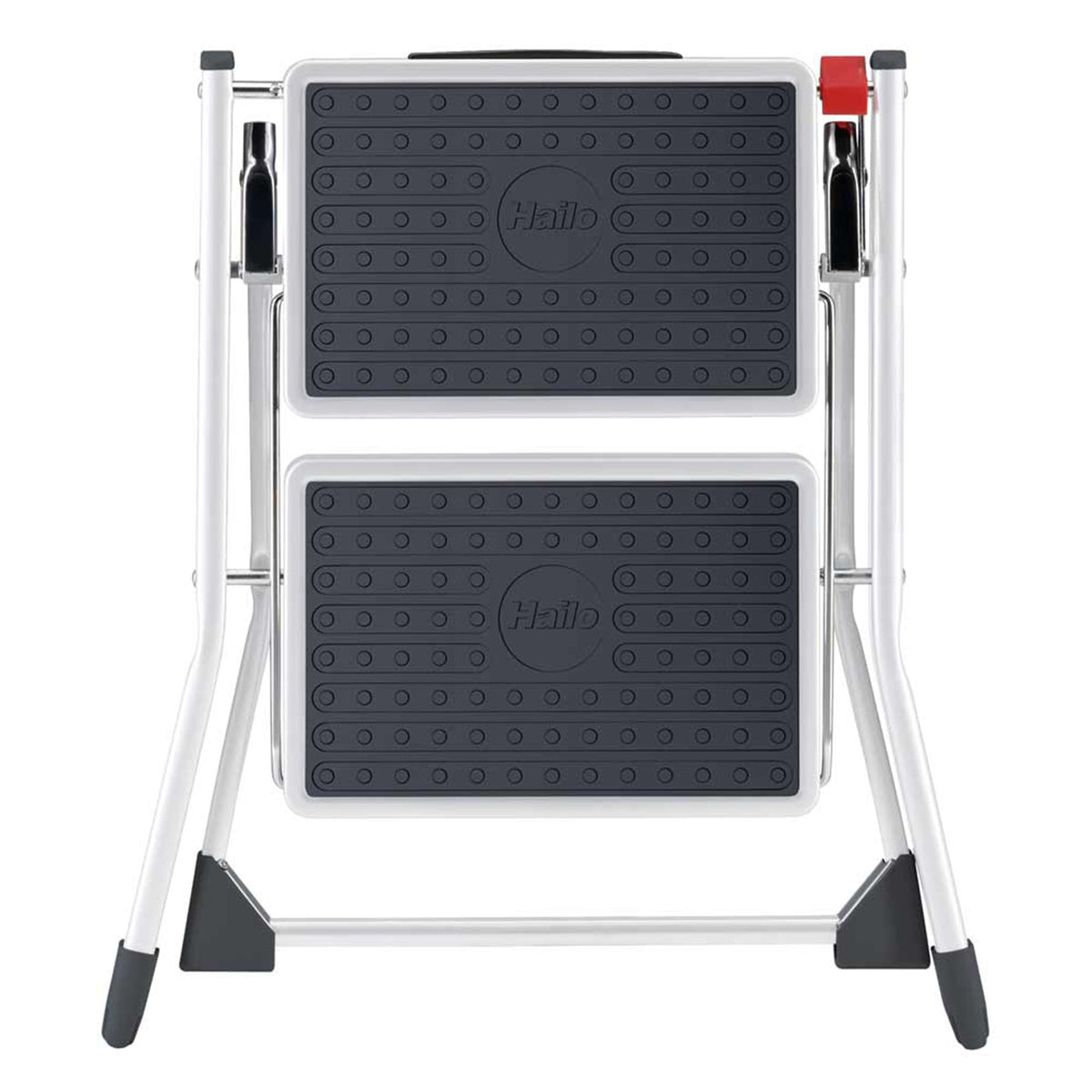 Hailo Steel Step Stool w/Anti-Slip Stairs & 330 lbs Capacity, White (Open Box) - VMInnovations
