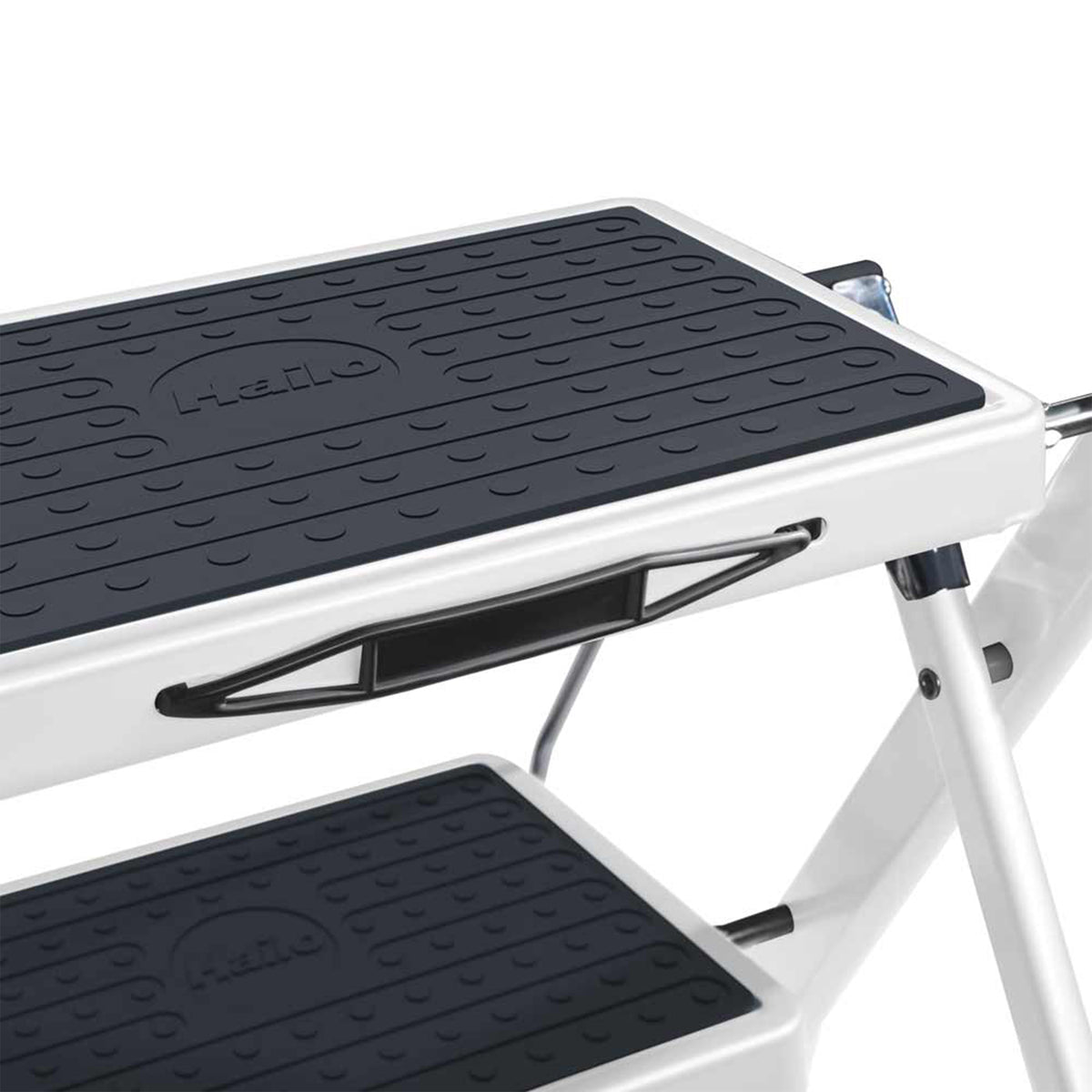 Hailo Steel Step Stool w/Anti-Slip Stairs & 330 lbs Capacity, White (Open Box) - VMInnovations