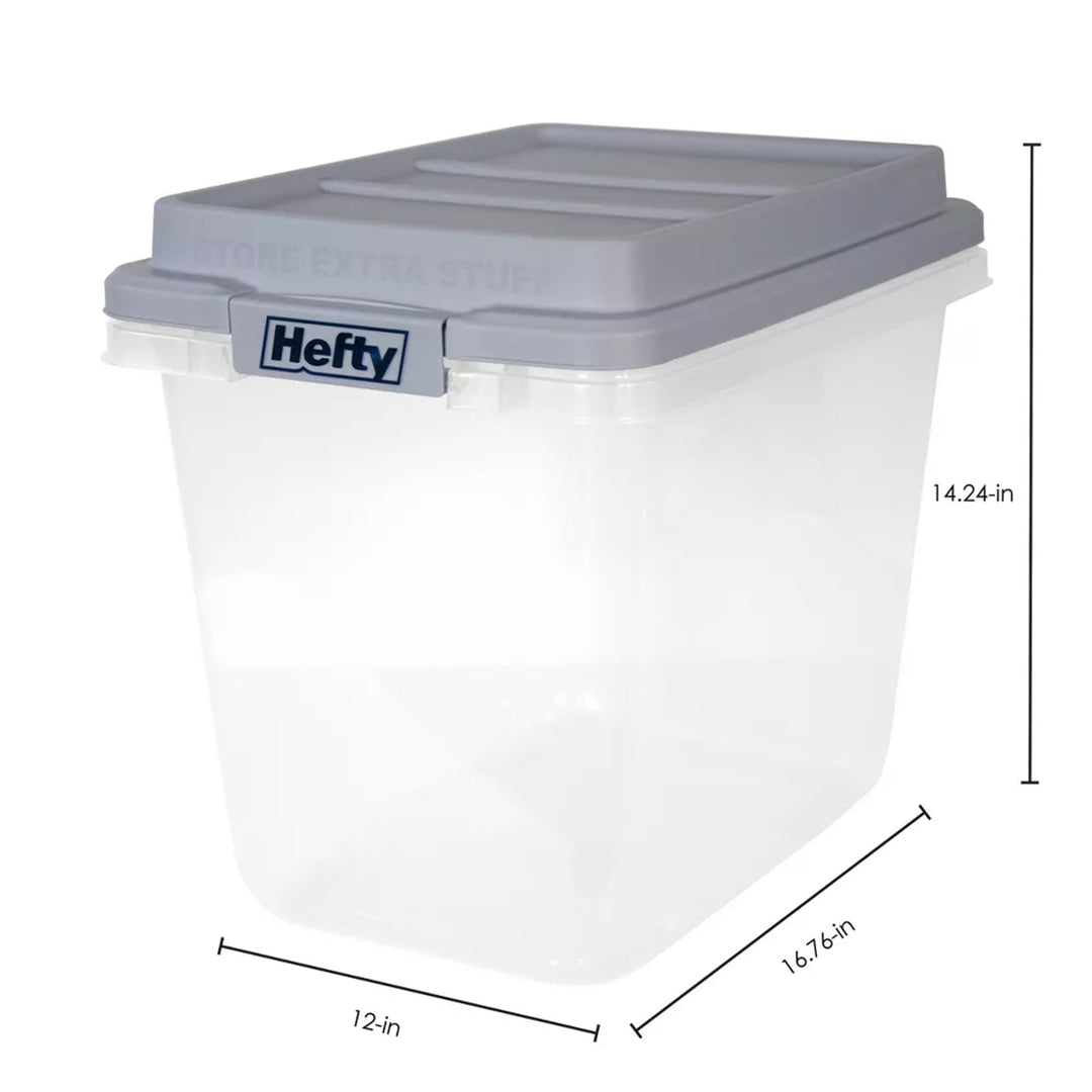 Hefty 6 Pack 32 Quart Hi-Rise Stackable Plastic Storage Bin with Lid, Clear/Gray