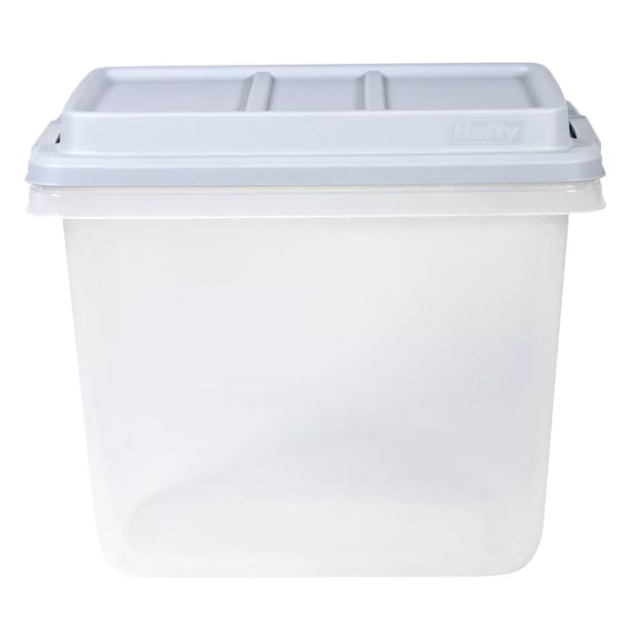 Hefty 6 Pack 32 Quart Hi-Rise Stackable Plastic Storage Bin w/ Lid, Quarry Gray