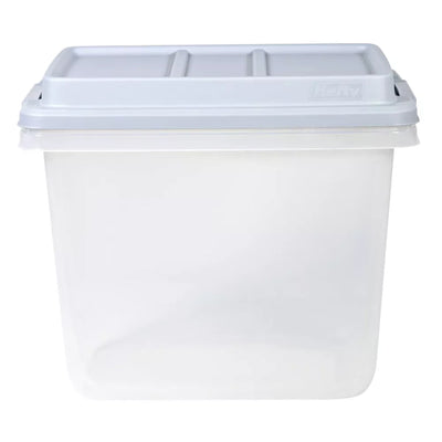 Hefty 6 Pack 32 Quart Hi-Rise Stackable Plastic Storage Bin with Lid, Clear/Gray - VMInnovations