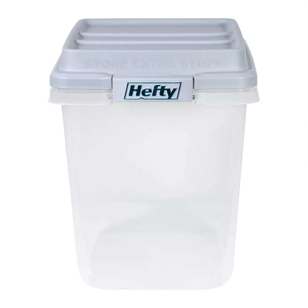 Hefty 6 Pack 32 Quart Hi-Rise Stackable Plastic Storage Bin with Lid, Clear/Gray