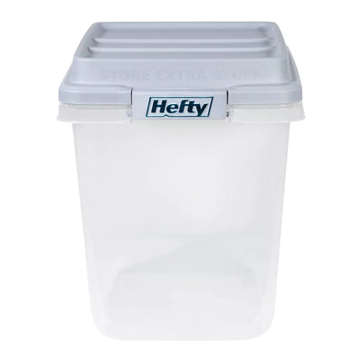 Hefty 6 Pack 32 Quart Hi-Rise Stackable Plastic Storage Bin with Lid, Clear/Gray - VMInnovations