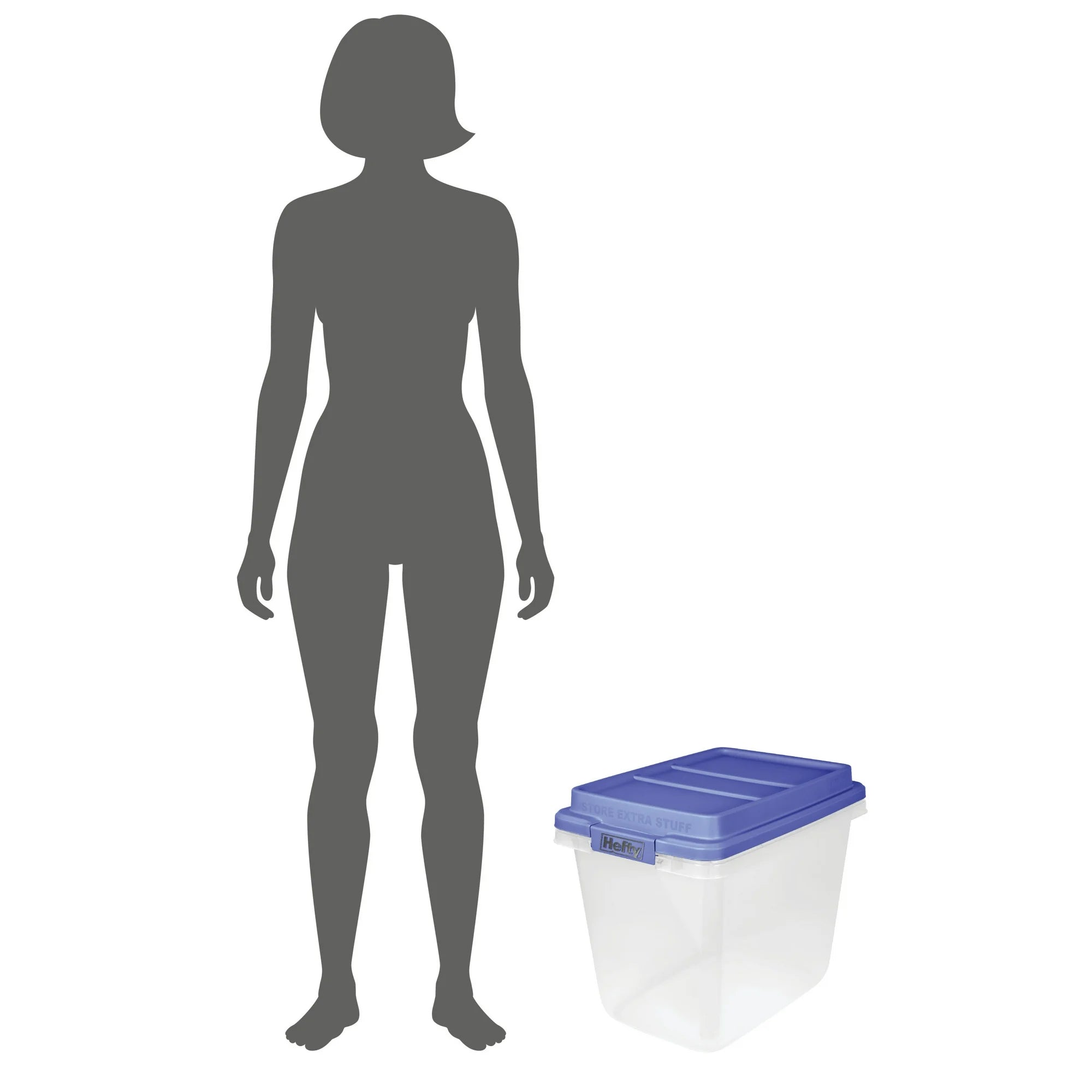 Hefty 6 Pack 32 Quart Hi-Rise Stackable Plastic Storage Bin with Lid, Clear/Blue - VMInnovations