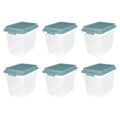 Hefty 6pk 32qt Lift Off Stackable Plastic Bin & Lid, Smoke Blue (Open Box)