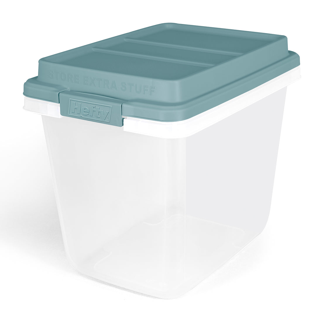 Hefty 6 Pack 32 Quart Lift Off Stackable Plastic Storage Bin and Lid, Clear/Gray