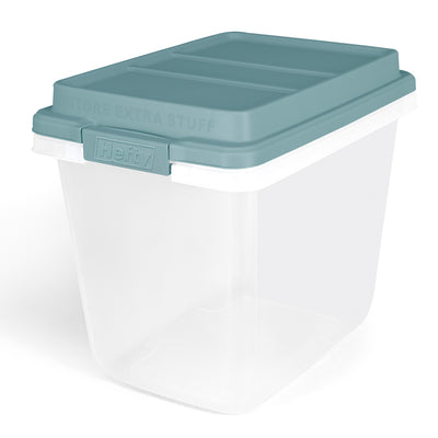 Hefty 6pk 32qt Lift Off Stackable Plastic Bin & Lid, Smoke Blue (Open Box)