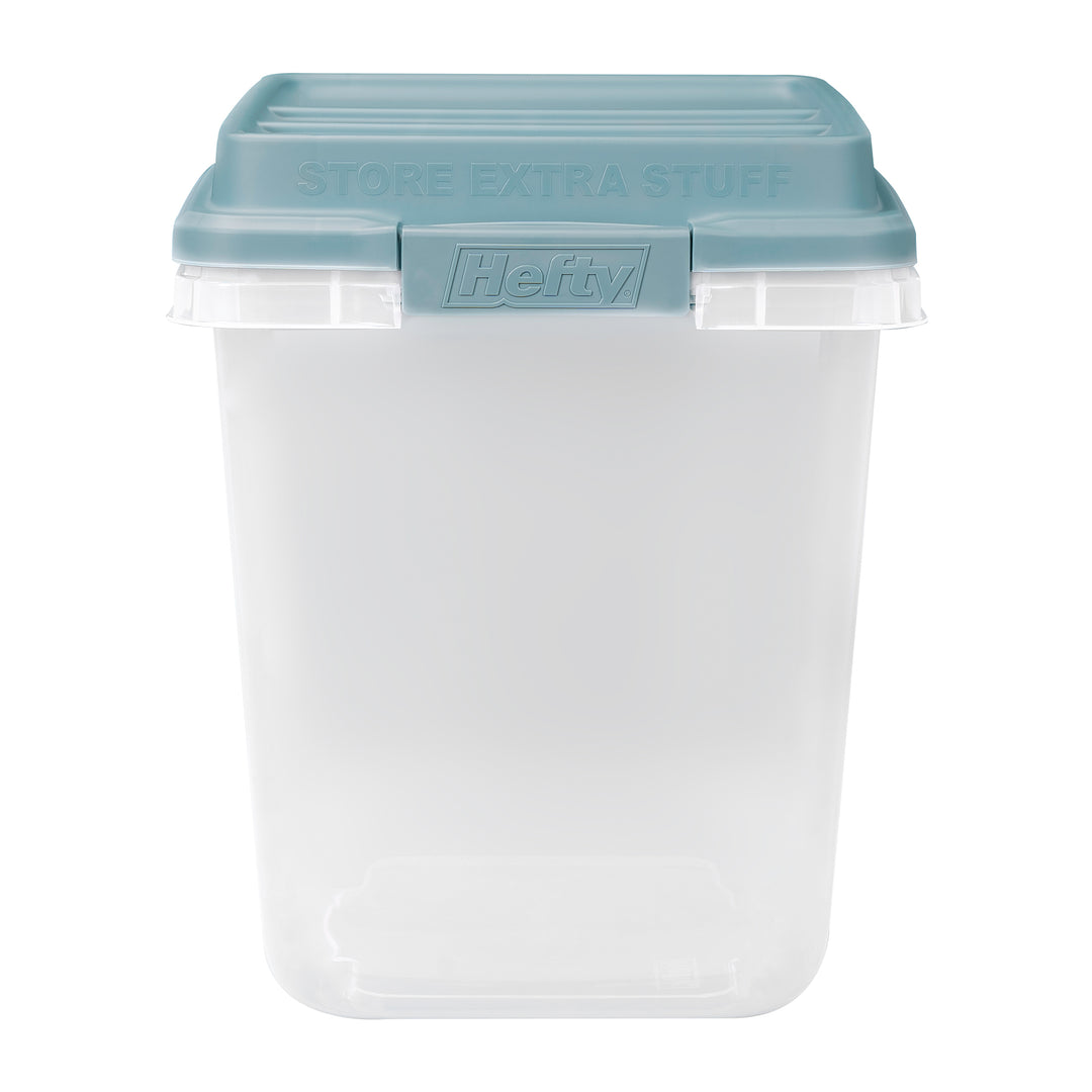 Hefty 6 Pack 32 Quart Lift Off Stackable Plastic Storage Bin and Lid, Clear/Gray