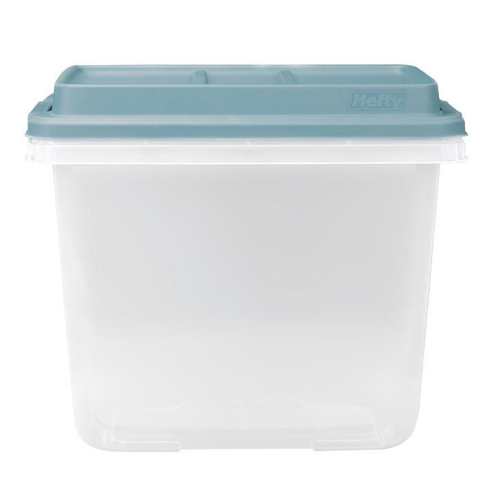 Hefty 6 Pack 32 Quart Lift Off Stackable Plastic Storage Bin and Lid, Clear/Gray