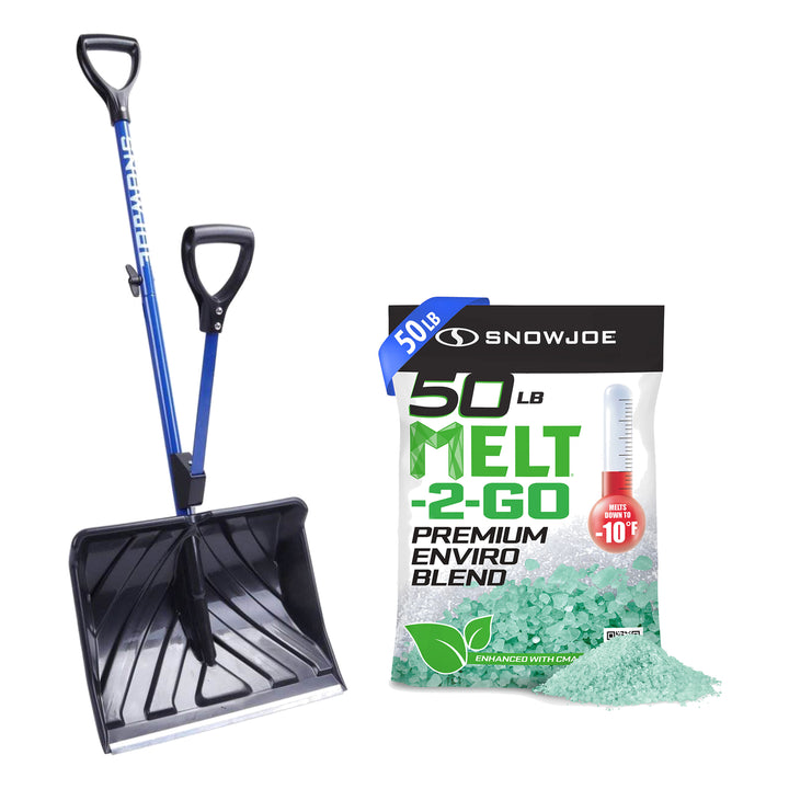 Snow Joe Shovelution Snow Shovel and 50 Pounds Ice Melt Pellets Snow Removal Set