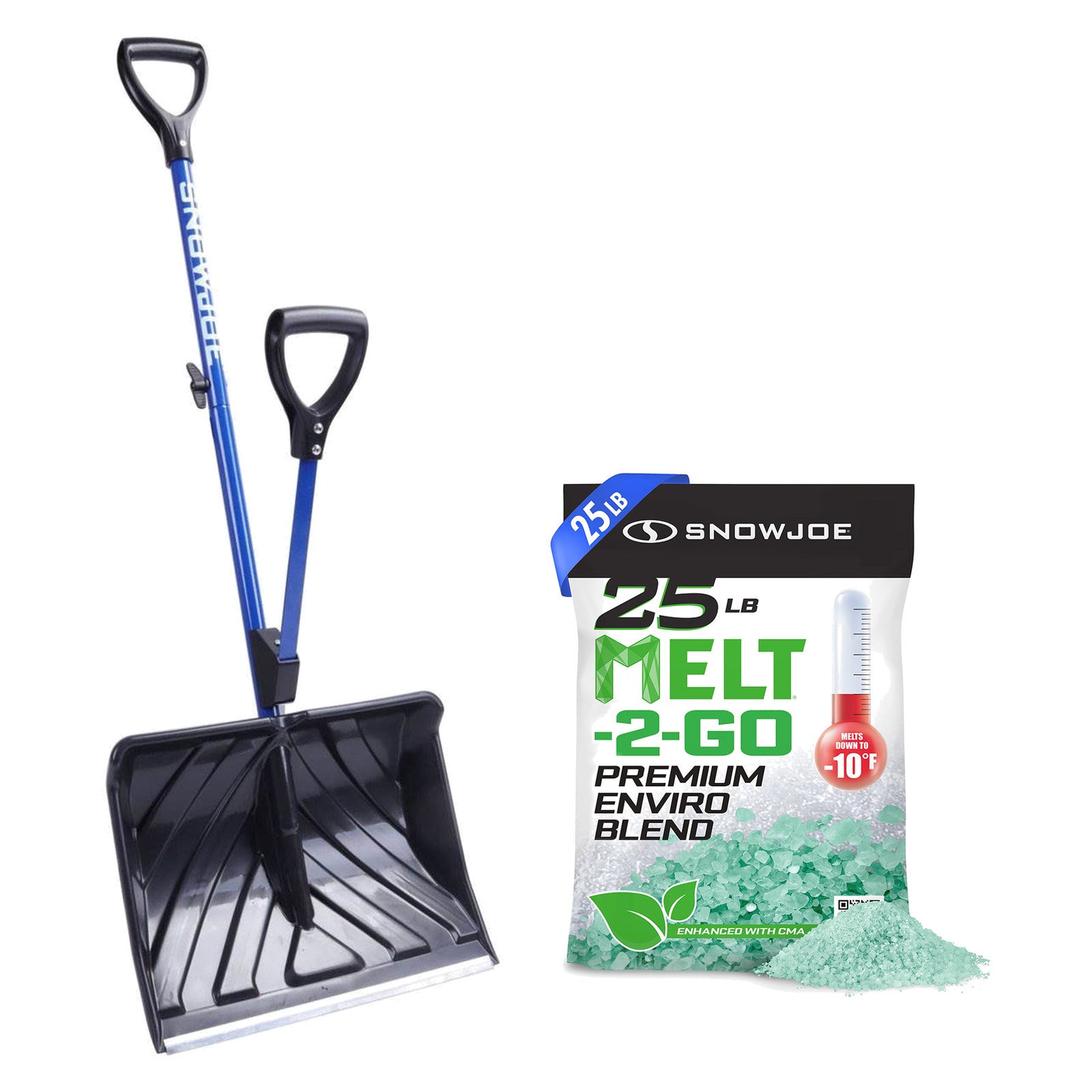 Snow Joe Shovelution Snow Shovel Strain Reducing with Handle and Snow Deicer - VMInnovations
