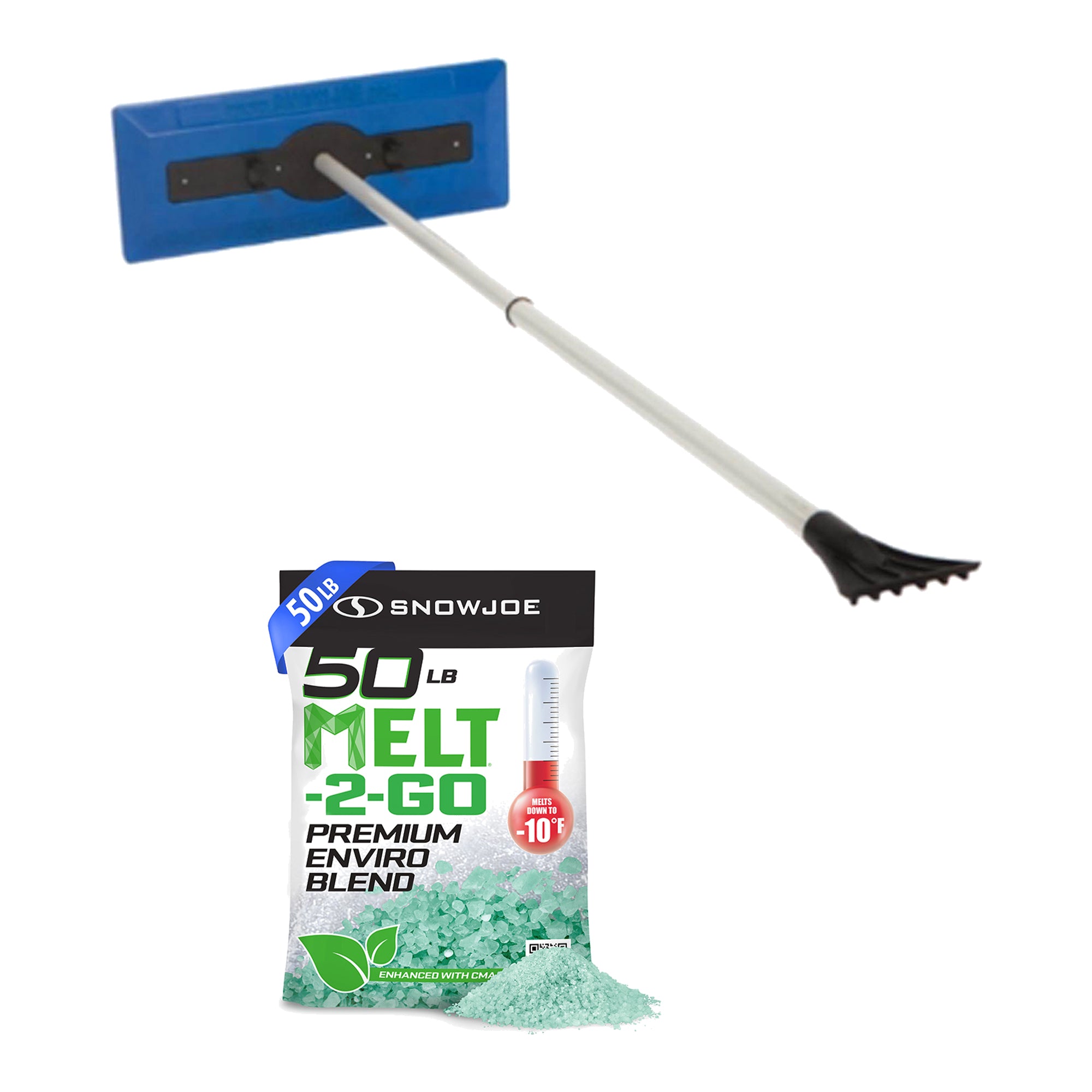 Snow Joe Windshield Ice Scraper and Snow Removal Broom with Ice Pellets Deicer