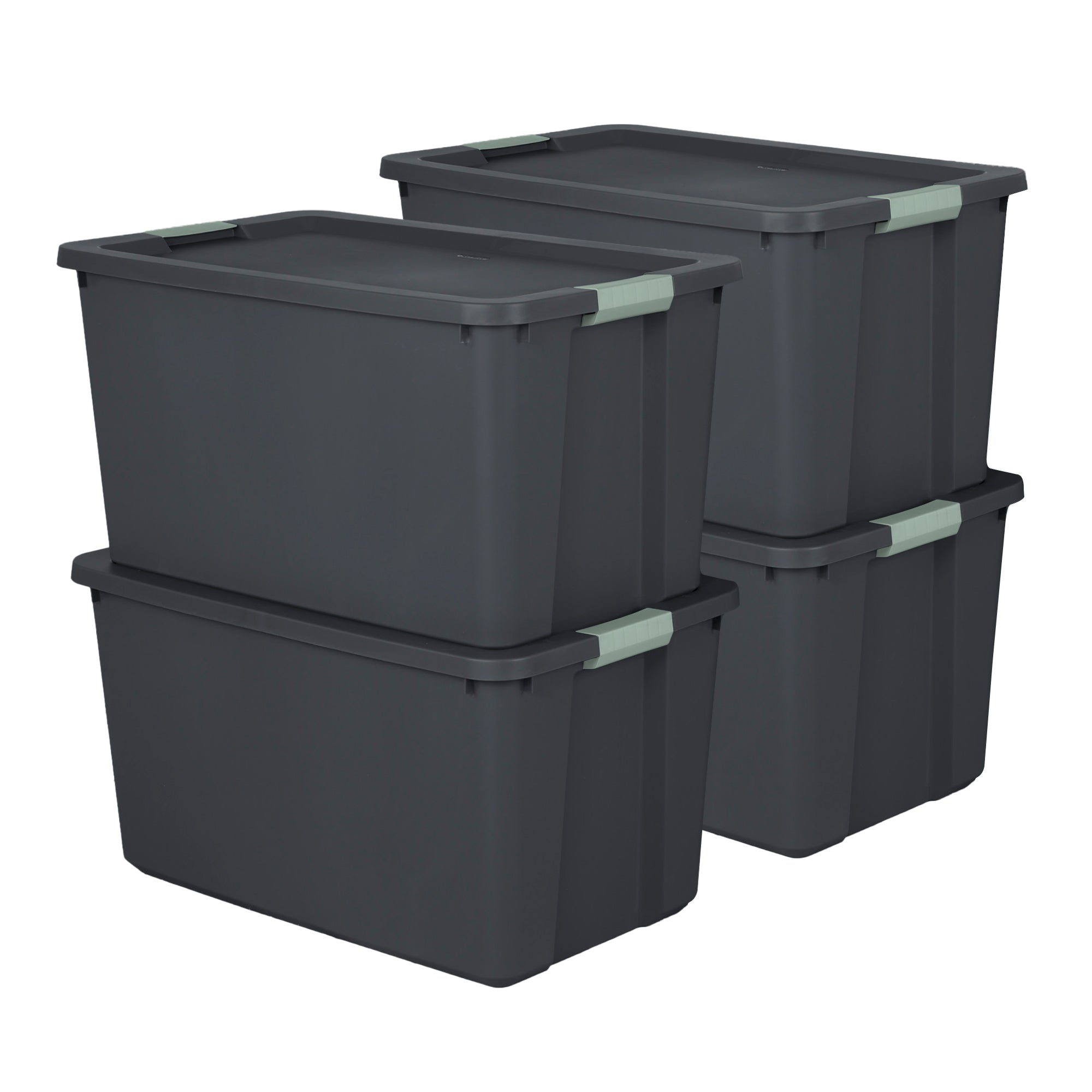 Sterilite 4 Pack 34 Gallon Latch Tote, Stackable Plastic Storage Bin Container - VMInnovations