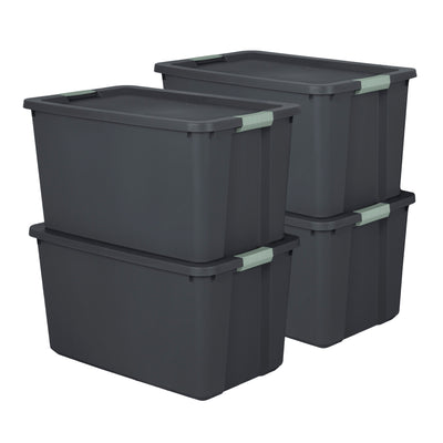 Sterilite 4 Pack 34 Gallon Latch Tote, Stackable Plastic Storage Bin Container - VMInnovations