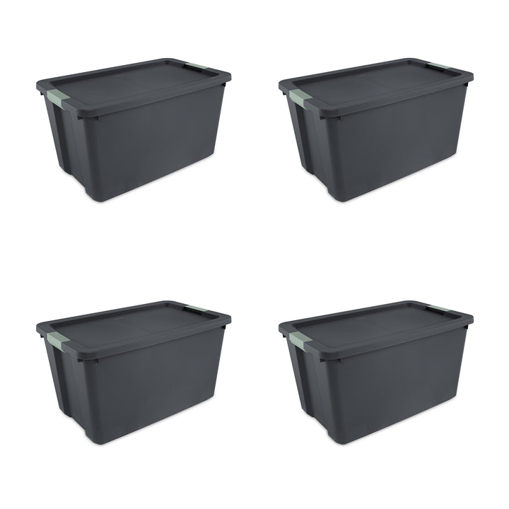 Sterilite 4 Pack 34 Gallon Latch Tote, Stackable Plastic Storage Bin Container