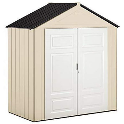 Rubbermaid 7' x 3' Double Wall Plastic Outdoor Storage Shed and Accessories