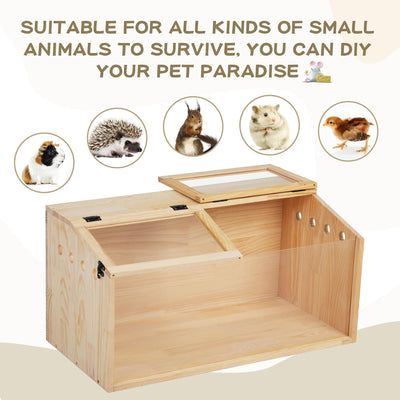 COZIWOW Large Wooden Hamster Cage Small Pet Habitat with Lid and Window, Woody