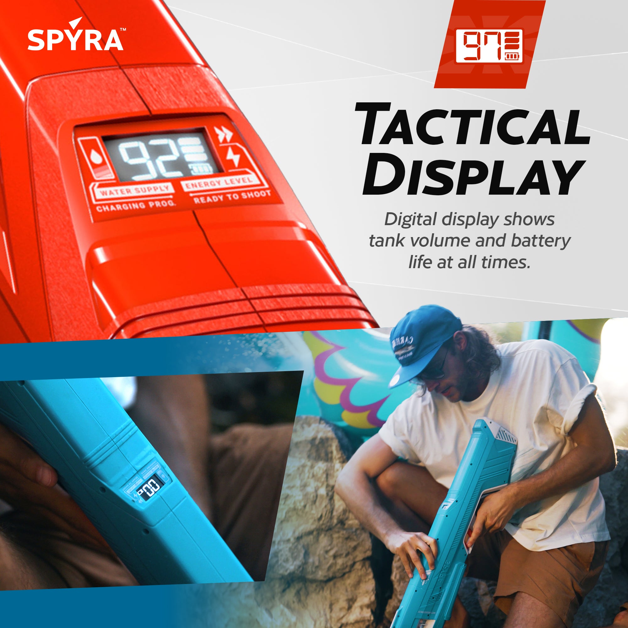 SPYRA Electric Water Blaster Outdoor Squirt Gun for Pool Games, Red (Used)