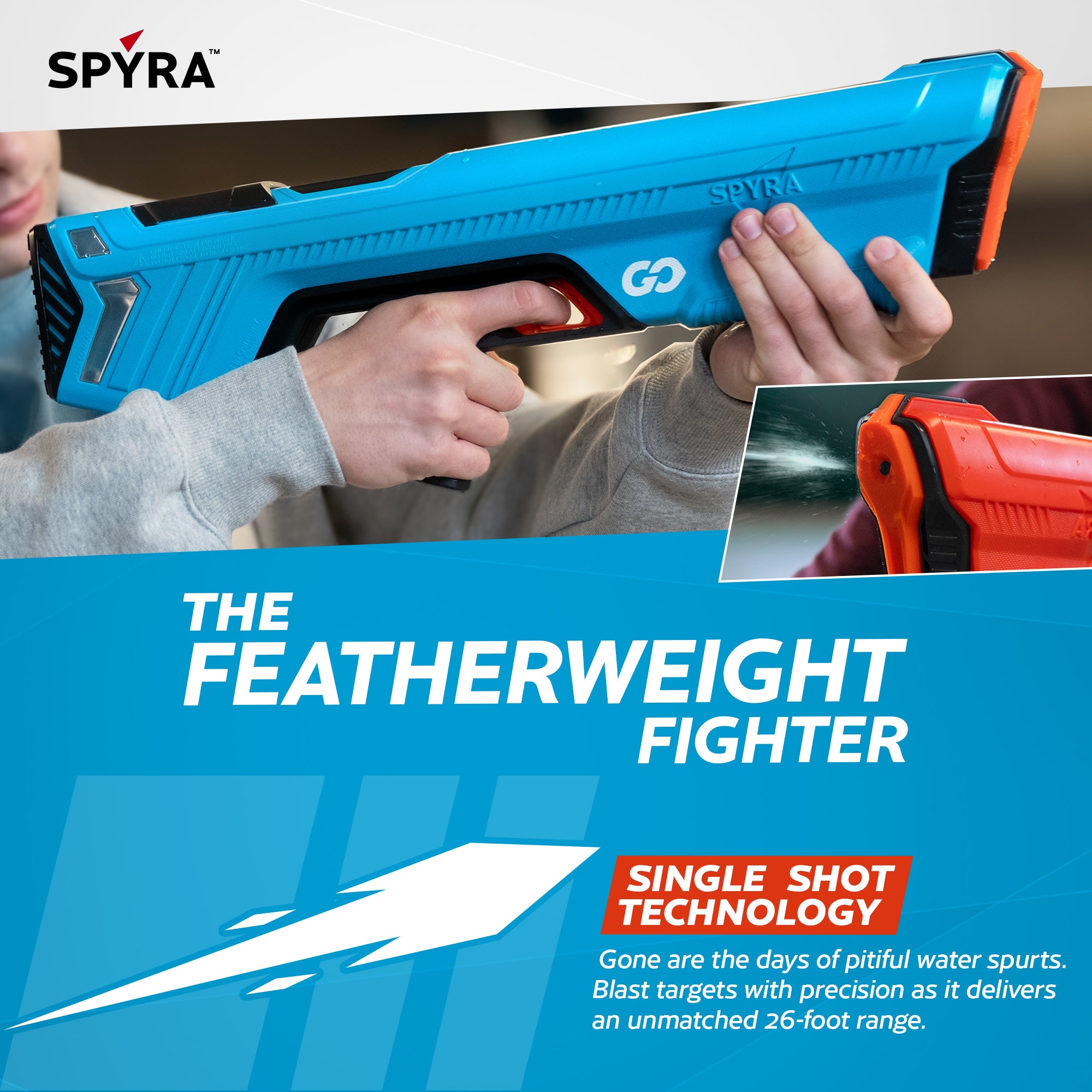 SPYRA Electric Water Blaster, Lightweight Outdoor Squirt Toy Game, SpyraGO(Used)