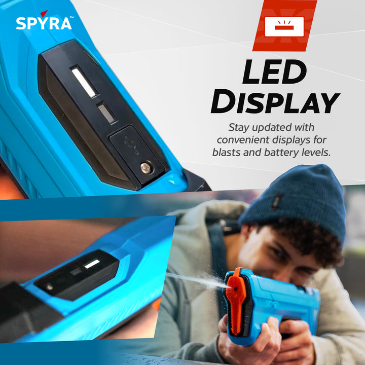SPYRA Electric Water Blaster, Outdoor Squirt Toy Game, SpyraGO, Blue (Open Box)