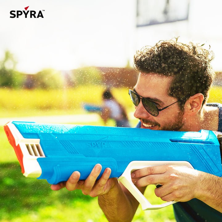 SPYRA Manual Water Blaster, Outdoor Squirt Gun for Pool Games, SpyraLX, Blue