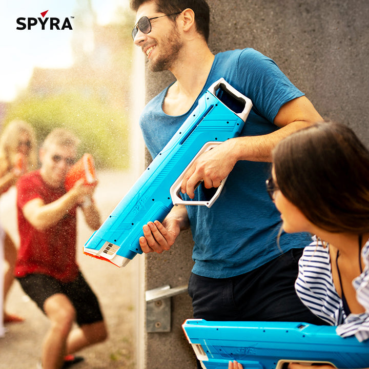 SPYRA Manual Water Blaster, Outdoor Squirt Gun for Pool Games, SpyraLX, Blue