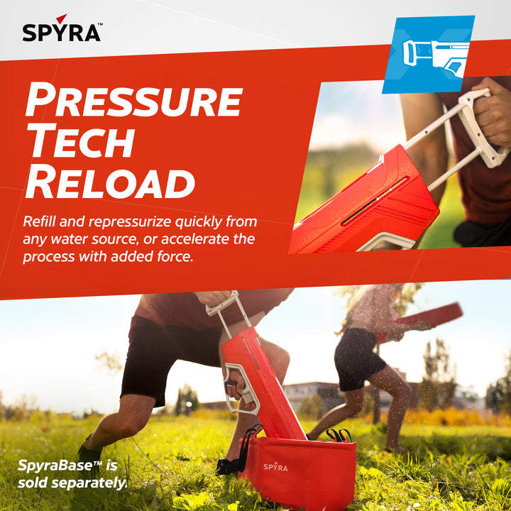 SPYRA Manual Water Blaster, Outdoor Squirt Gun for Pool Games, SpyraLX, Red