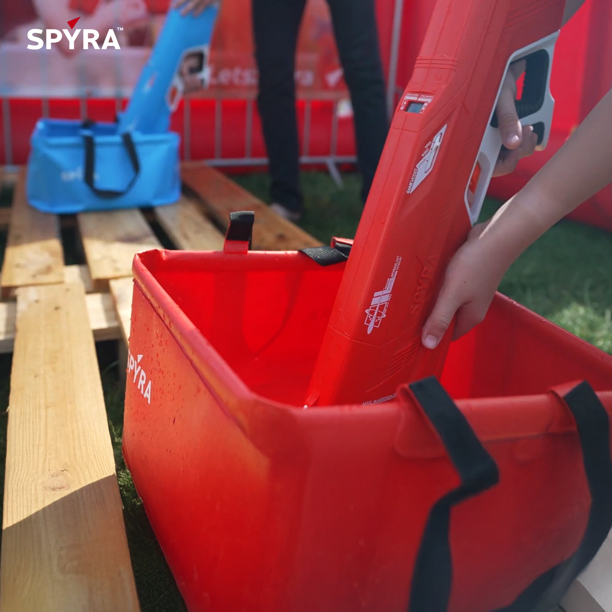 SPYRA Foldable Water Container for Outdoor Water Blasters, SpyraBase, Red - VMInnovations