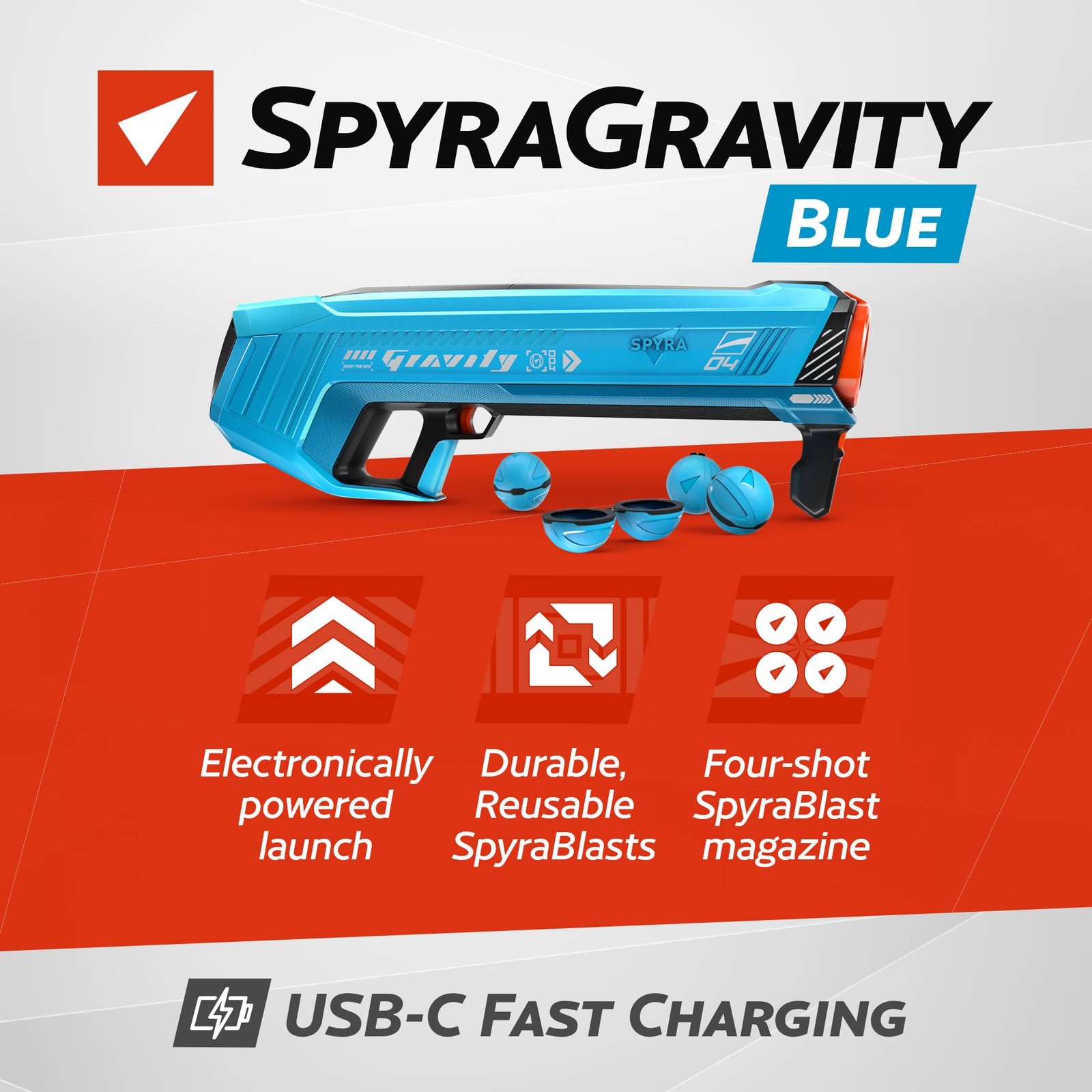 SPYRA Electric Water Bomb Launcher LED Display & 52 Ft Range, Blue (Open Box) - VMInnovations