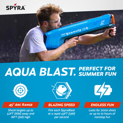 SPYRA 2 Pack Electric Water Bomb Launcher with LED Display, SpyraGravity, Blue