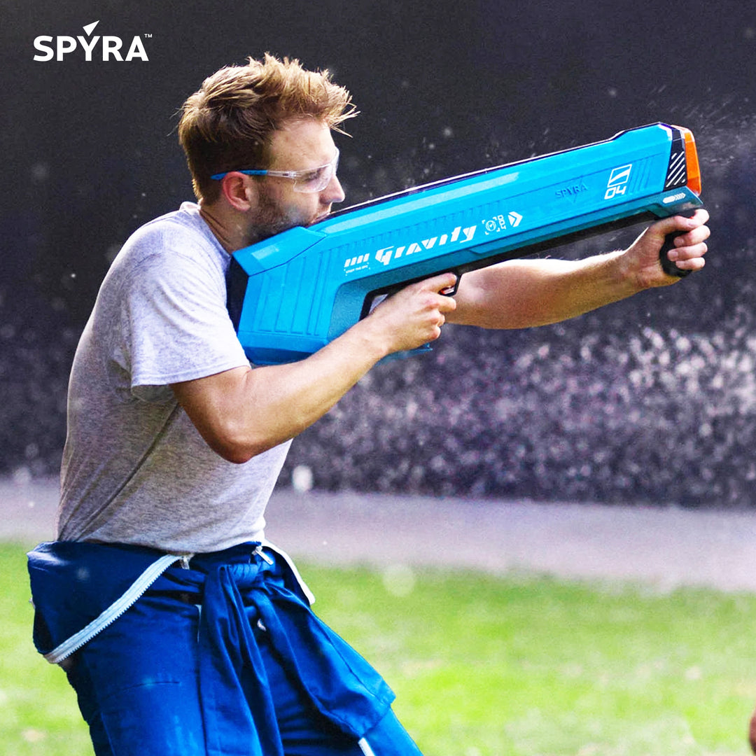 SPYRA 2 Pack Electric Water Bomb Launcher LED Display, SpyraGravity, Blue/Red