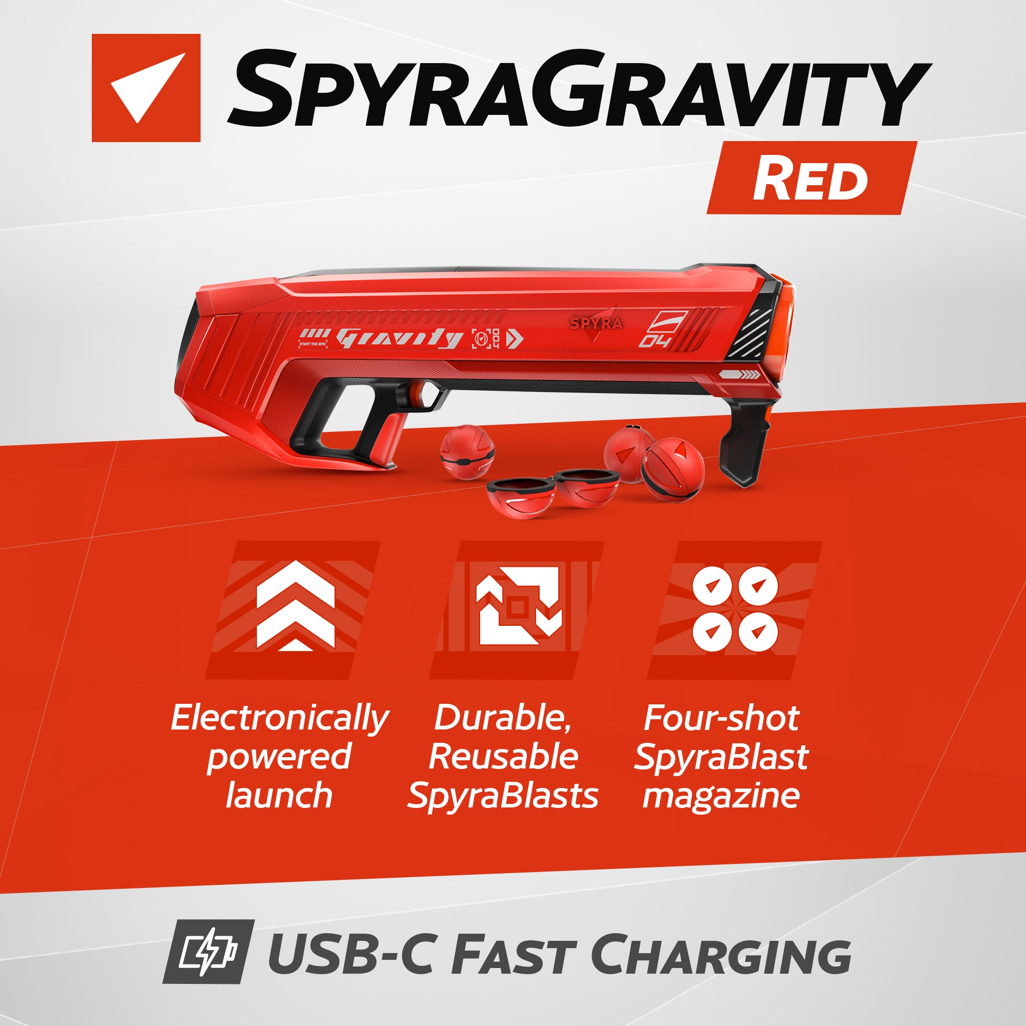 SPYRA Electric Water Bomb Launcher, LED Display & 52 Ft Range, Red (Open Box) - VMInnovations