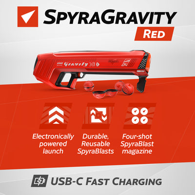 SPYRA Electric Water Bomb Launcher, LED Display & 52 Ft Range, Red (Open Box) - VMInnovations