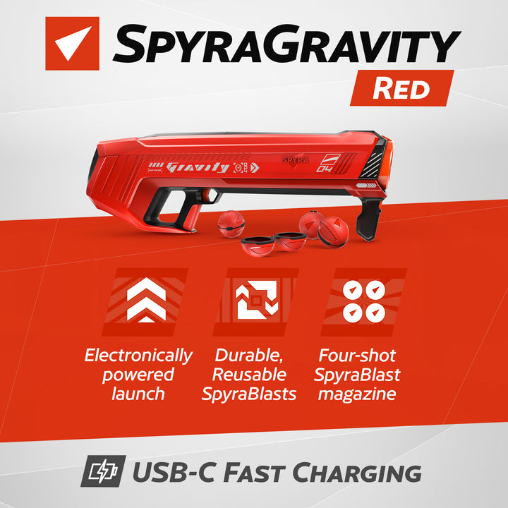 SPYRA Electric Water Bomb Launcher, LED Display & 52 Ft Range, Red (Open Box)