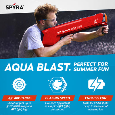 SPYRA Electric Water Bomb Launcher, LED Display & 52 Ft Range, Red (Open Box)