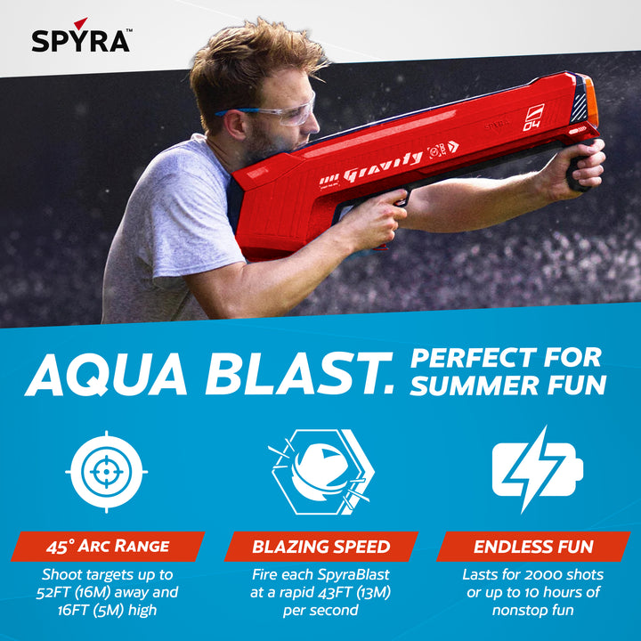 SPYRA 2 Pack Electric Water Bomb Launcher LED Display, SpyraGravity, Blue/Red