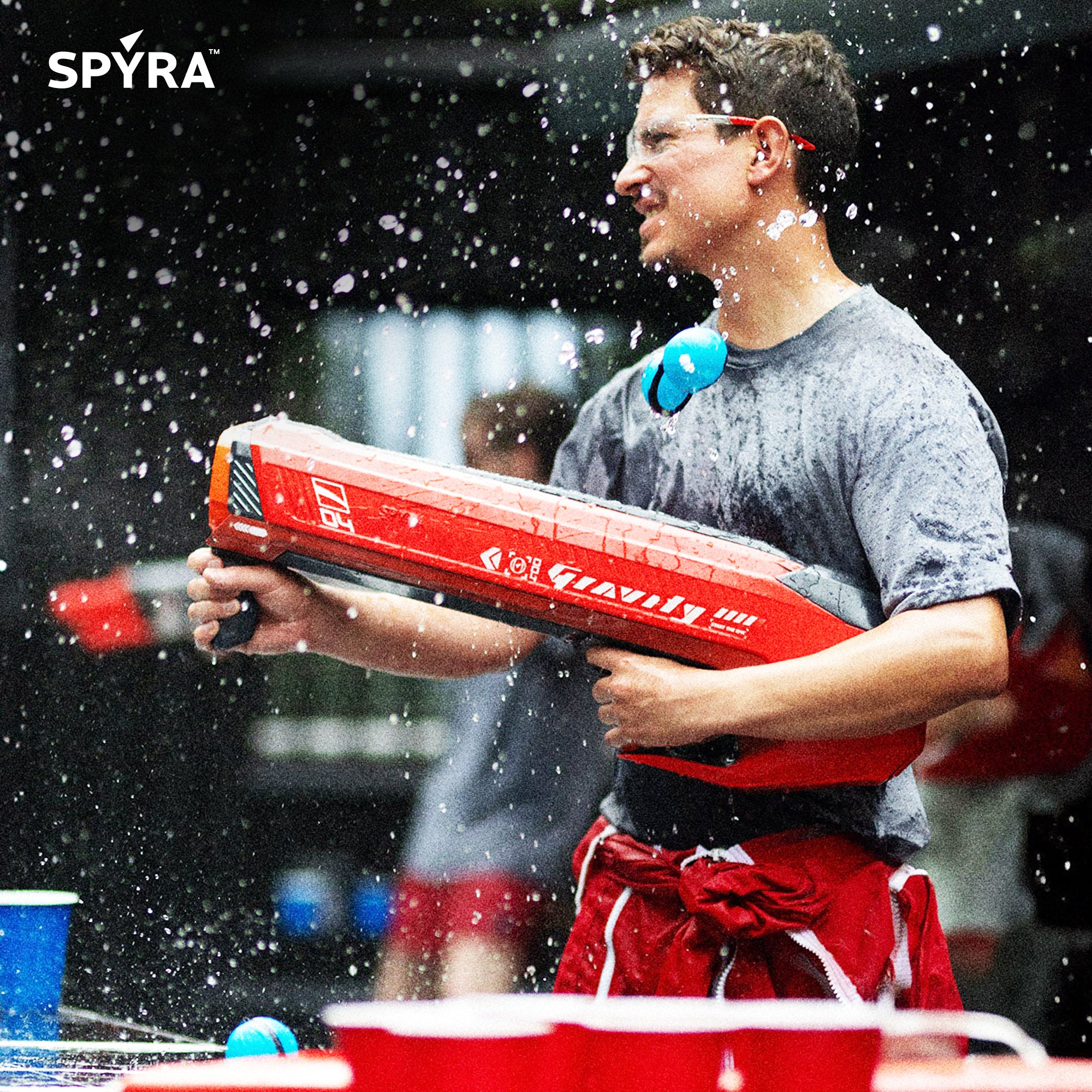 SPYRA Electric Water Bomb Launcher, LED Display & 52 Ft Range, Red (Open Box) - VMInnovations