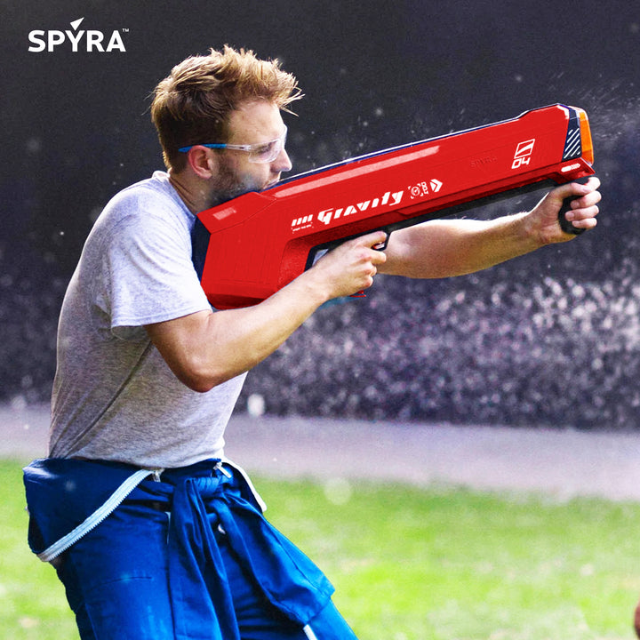 SPYRA Electric Water Bomb Launcher, LED Display & 52 Ft Range, Red (Open Box)