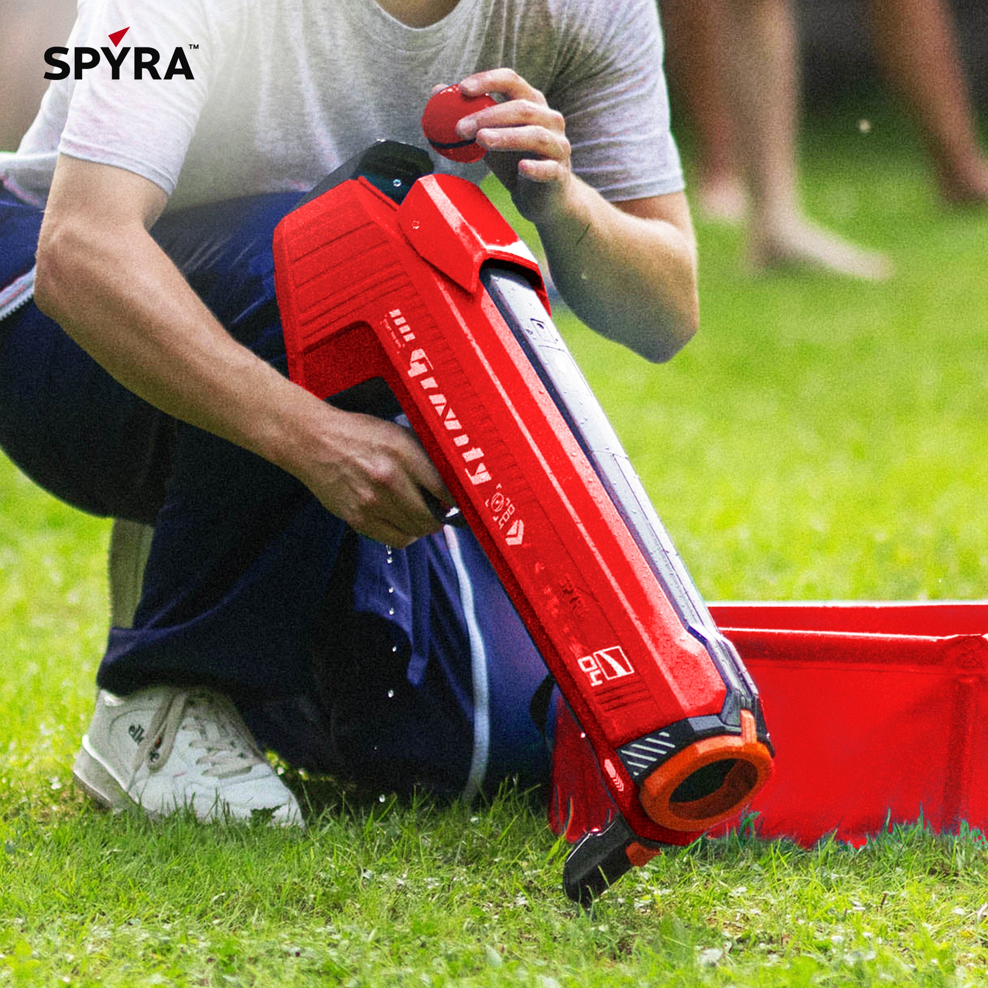 SPYRA Electric Water Bomb Launcher, LED Display & 52 Ft Range, Red (Open Box) - VMInnovations